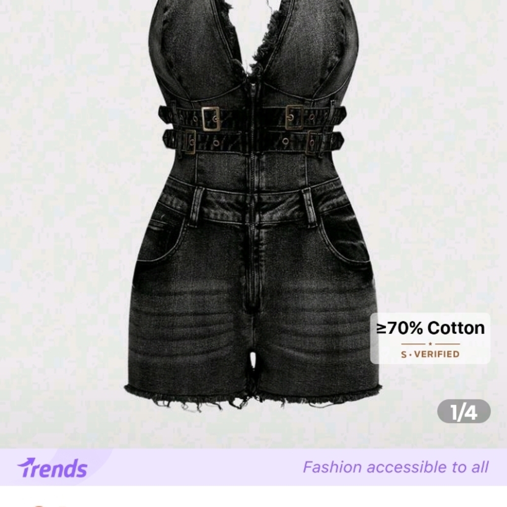 Edgy Black Denim Romper